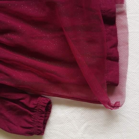 carter's plum long sleeve babydoll top with glitter tulle overlay 3 months baby - Picture 4 of 6